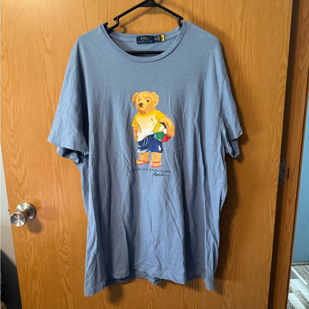 Polo by Ralph Lauren Light Blue Bear Graphic Short Sleeve Tee